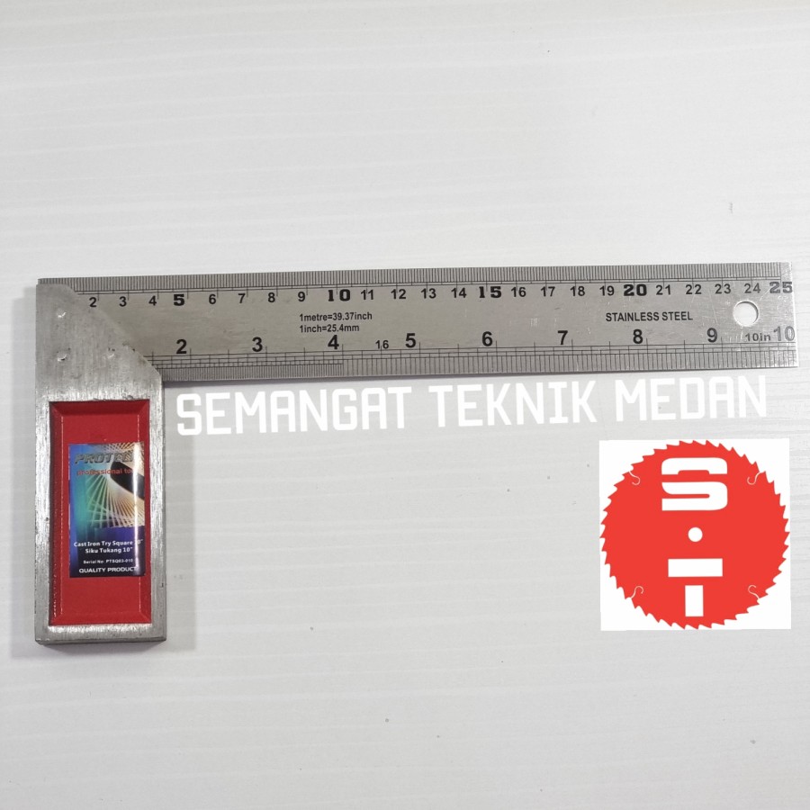 25CM PENGGARIS SIKU TUKANG BESI ANGLE SQUARE STEEL 10 25 CM PROTECH