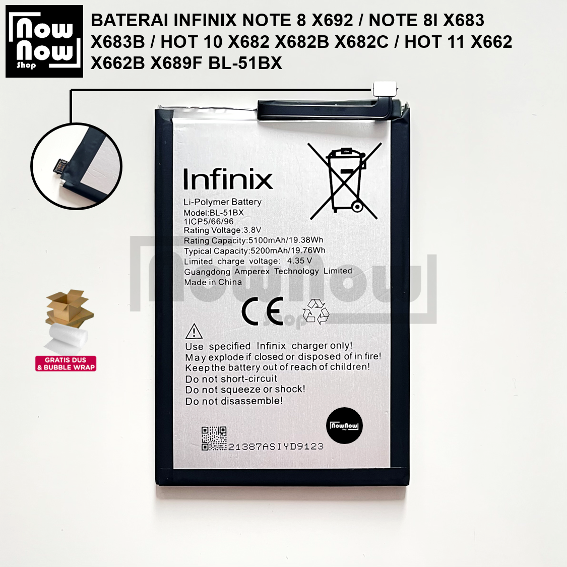 Baterai Infinix Note 8 X692 Note 8i X683 X683B Hot 10 X682 X682B X682C