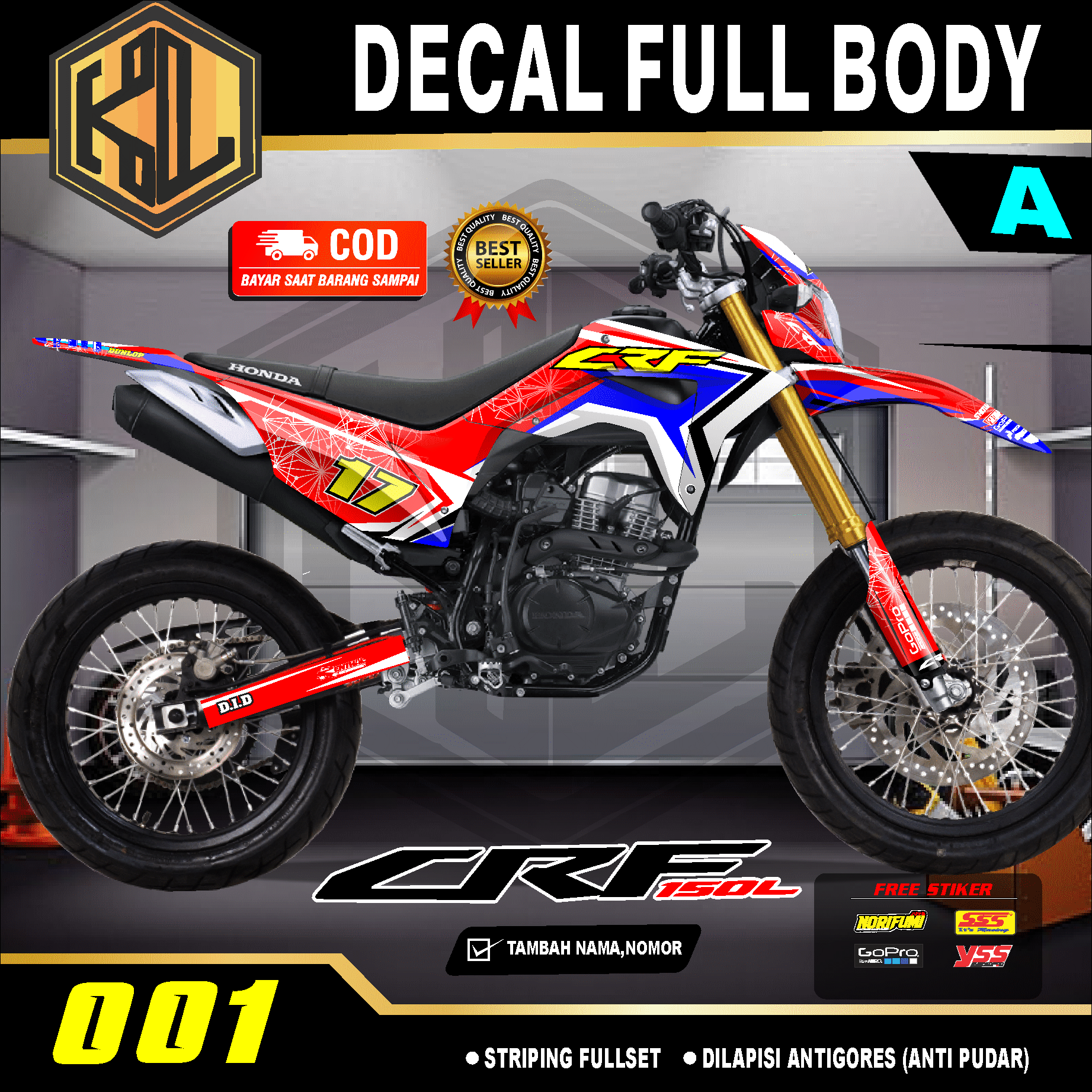 Decal Crf L Sticker Fullbody Dekal Stiker Crf L Custom Desain