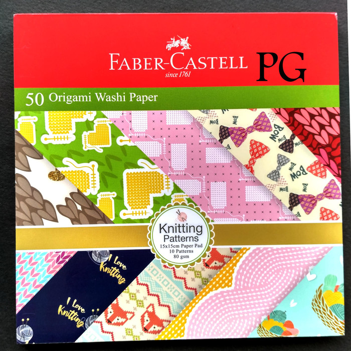 Faber Castell Origami 15x15cm Knitting Pattern Washi Paper Kertas Lipat