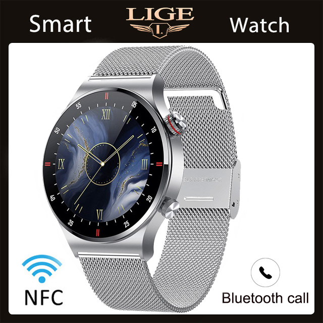 LIGE Jam Tangan Pintar Pria Panggilan Bluetooth Layar HD Gelang