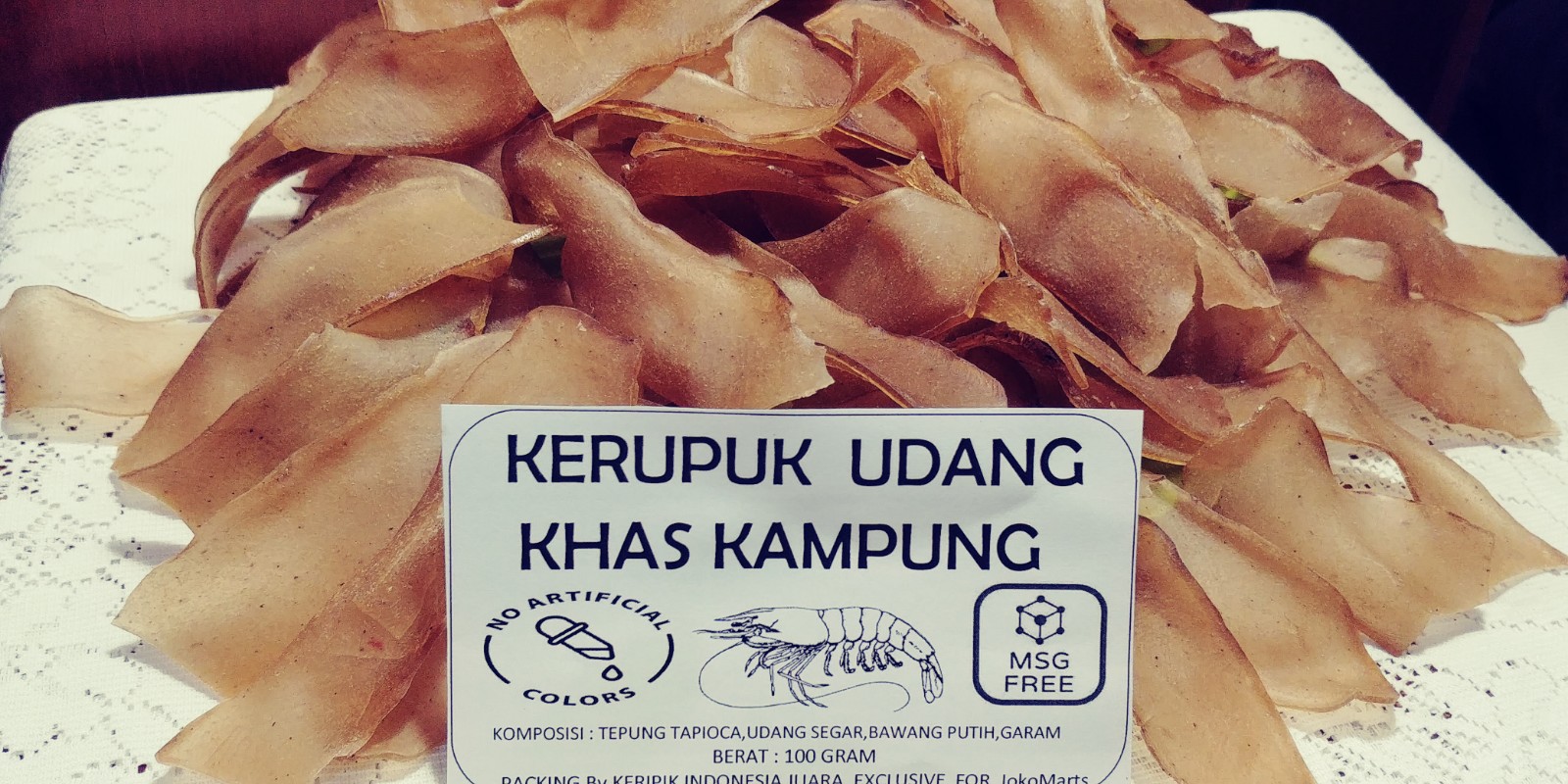 KERUPUK UDANG MENTAH KHAS KAMPUNG TANPA MSG TANPA PEWARNA BERAT 100