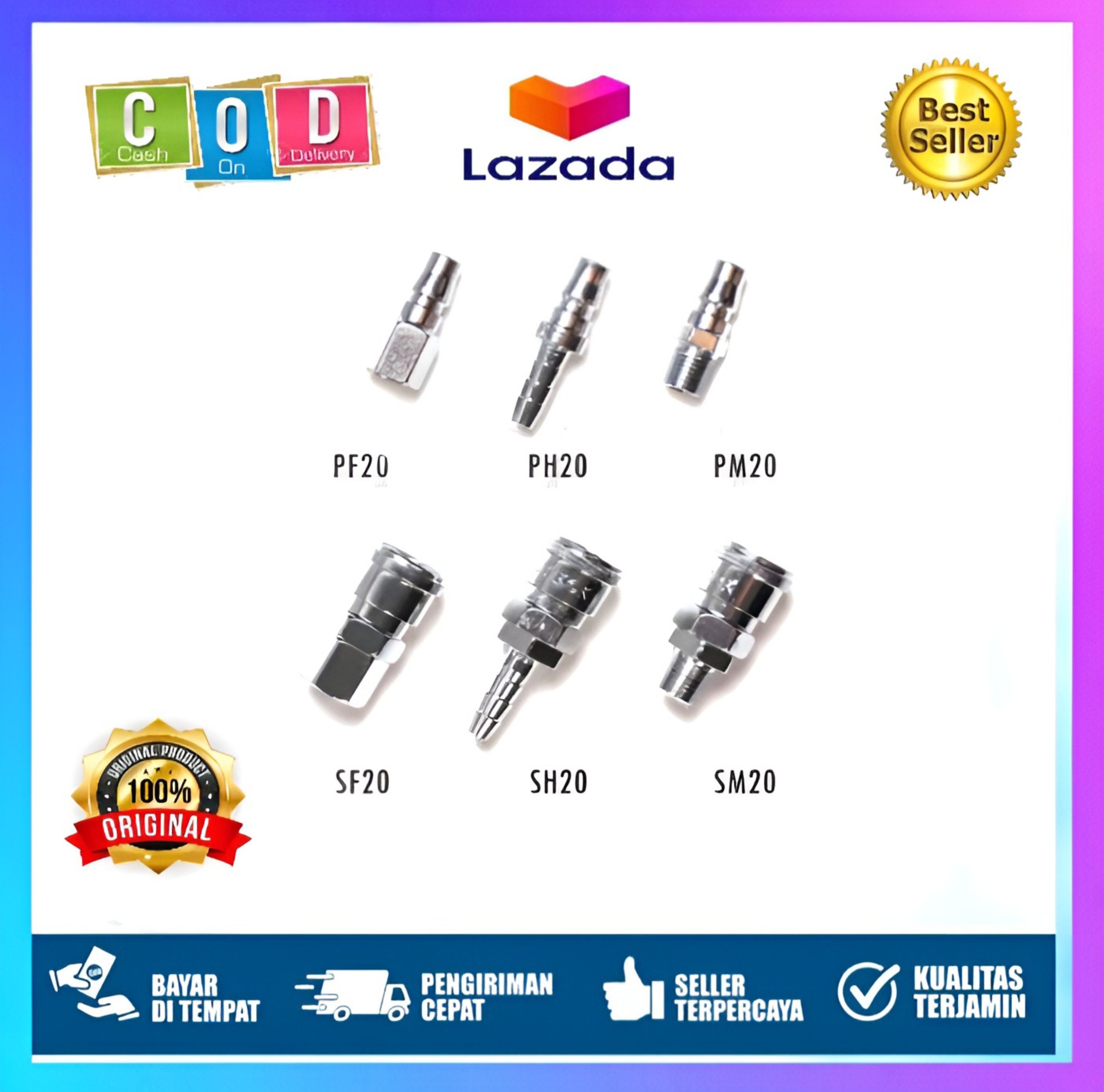 Quick Coupler Plug Sambungan Selang Kompresor Angin Nepel Kopler Pf