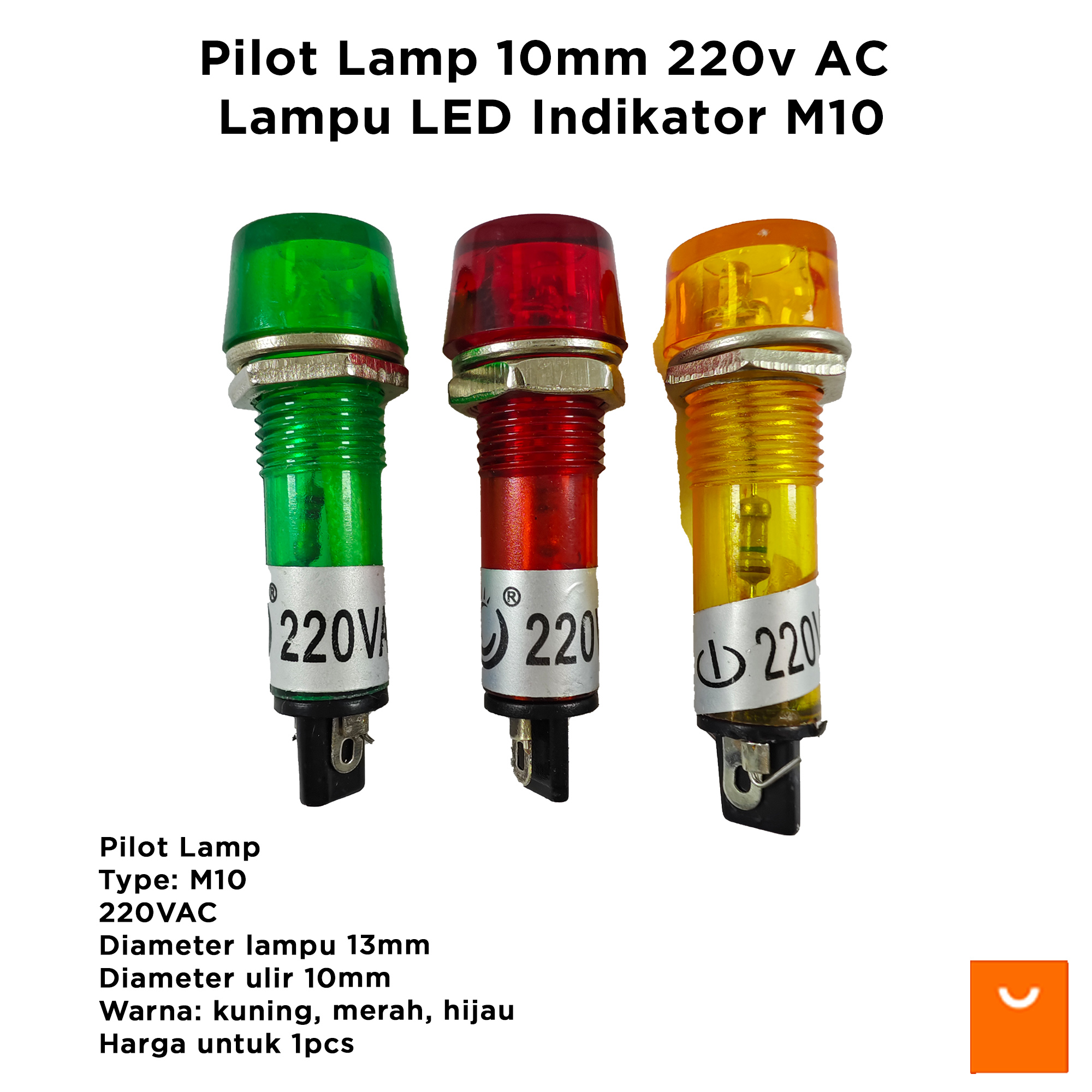 Pilot Lamp 10mm 220v AC Lampu LED Indikator M10 Lazada Indonesia