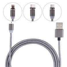 1.05m 8 Pin + Micro USB + USB-C / Type-C to USB Weave Data Sync Charging Cable with LED Indicator, For iPhone, iPad, Galaxy, Sony, Huawei, Xiaomi, LG, HTC, Lenovo and Other Smartphones - intl