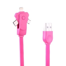 1 M 2 A 3 In 1 Rotasi 8 Pin + Tipe-C + Mikro USB To USB TPE Data Sinkronisasi Pengisian Kabel For I Phone And dan TvOS And Samsung And HTC And LG And SONY And Huawei And Xiaomi And Meizu And OPPO (Magenta)