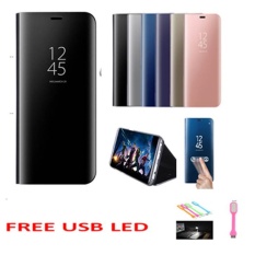 2 IN 1 S VIEW AUTOLOCK TRANSPARANT FLIPMIRROR SMART CASE WITH STAND FOR SAMSUNG GALAXY J7 PLUS - RANDOM COLOR FREE USB LED