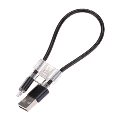 24 Cm 2A Micro USB + USB-C/Type-c Ke USB Fleksibel Kabel Pengisian Data, untuk Galaxy, Huawei, Xiaomi, LG, HTC dan Ponsel Cerdas Lainnya, Perangkat Isi Ulang (Hitam) -Intl