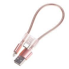 24 Cm 2A Micro USB + USB-C/Type-c Ke USB Fleksibel Kabel Pengisian Data, untuk Galaxy, Huawei, Xiaomi, LG, HTC dan Ponsel Cerdas Lainnya, Perangkat Isi Ulang (Rose Gold)-Intl