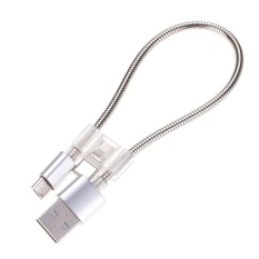24 Cm 2A Micro USB + USB-C/Type-c Ke USB Fleksibel Kabel Pengisian Data, untuk Galaxy, Huawei, Xiaomi, LG, HTC dan Ponsel Cerdas Lainnya, Perangkat Isi Ulang (Silver) -Intl