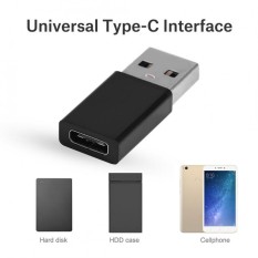 2Pcs USB 3.0 A Male to USB-C 3.1 Type-C Female OTG Data Charging Adapter Converter (Black)