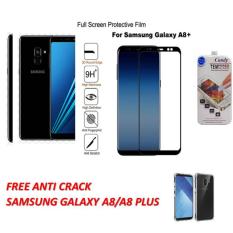3D CANDY ORIGINAL FULL COVER TEMPERED GLASS PROTECTOR FILM 0,26 M 9H HARDNESS GLASS PREMIUM 3D FOR SAMSUNG GALAXY A8 PLUS 2018 ( JAPAN MATERIAL GLASS) - BLACK FREE ANTI CRACK