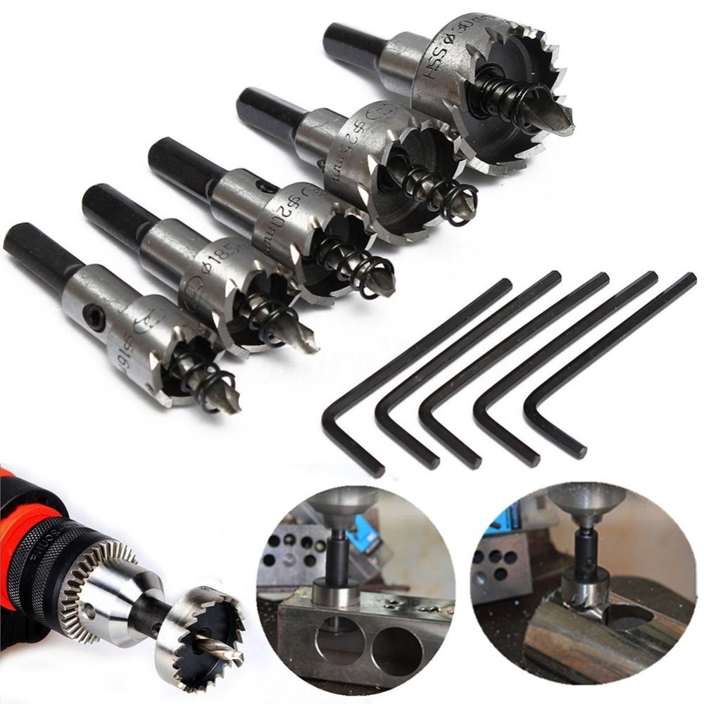 5 Pcs Kualitas Tinggi HSS Lubang Bor Gergaji Set Stainless Steel Metal Alloy 16-30mm Alat Kit -Intl