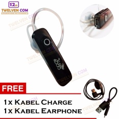 888 Wireless Bluetooth Earphone - Hitam - Free Kabel Charge dan Kabel Earphone