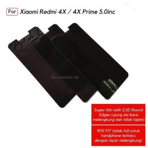 Accessories Hp ANTI SPY Tempered Glass Premium Screen Protector Privacy For Xiaomi Redmi 4X / 4X Prime 5.0 inch 1