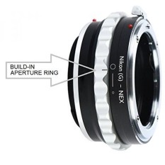 Adapter To Convert Nikon F-Mount D, G-Type Lens To E-mount For Alpha Sony a7, a7S, a7IIK, a7II, a7R II, a6500, a6300, a6000, a5000, a5100, a3000 Mirrorless Digital Camera - Build-In Aperture Ring