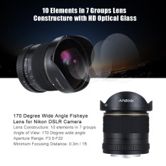 Andoer 8mm F/3.5 170? Ultra Wide HD Fisheye Aspherical Circular Lens for Nikon D7100 D7200 D7000 D300 D300S D5500 D810 D800 D800E D810A D600 D610 D700 D5 D4 D4S D3X D750 DSLR Cameras--Full Frame Camera Compatible Outdoorfree - intl
