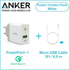 B2013L21 - PowerPort+ 1 with QC White 3ft micro USB Cable White