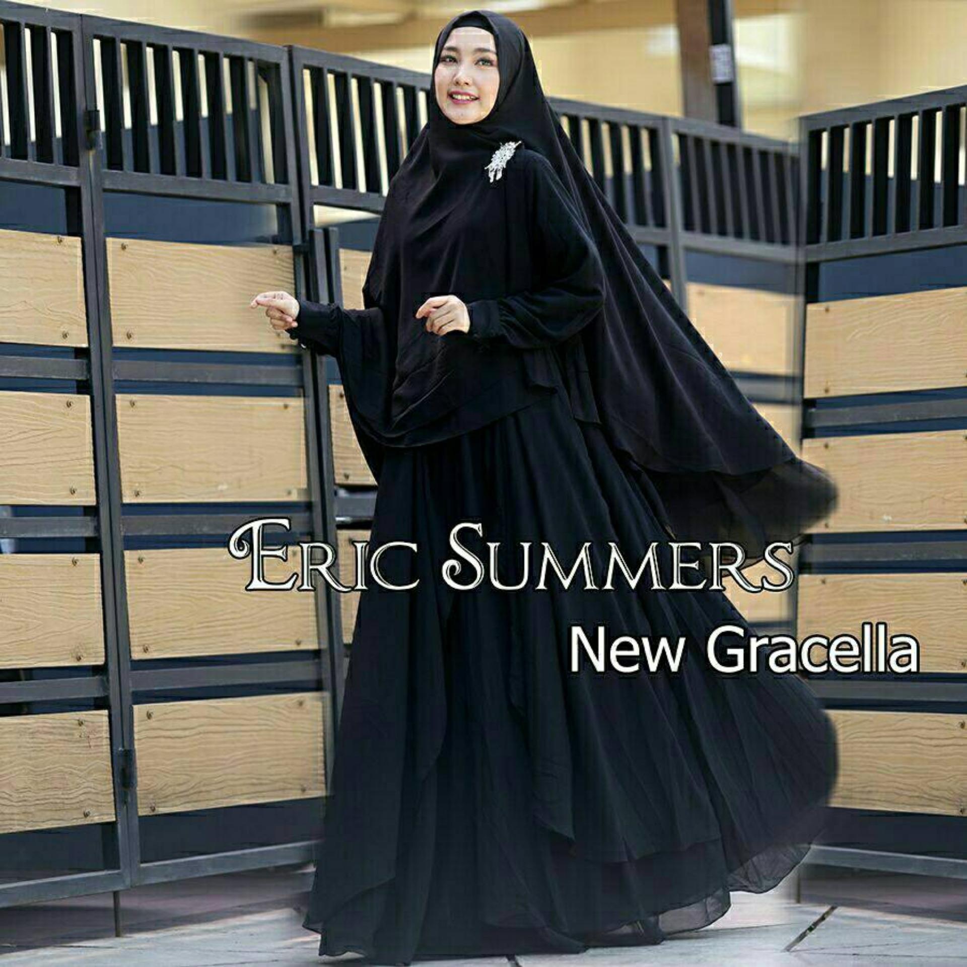 Butik Aisyah Baju Wanita Gaun Dress Gamis Syari Busui Gracella Polos dan Hijab Cerutty 3 Layer
