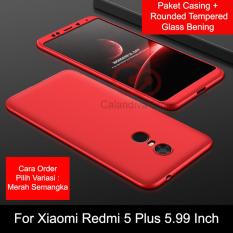 Calandiva Premium Front Back 360 Degree Full Protection Case Quality Grade A for Xiaomi Redmi 5 Plus (5.99 Inch) + Tempered Glass 2.5D Bening