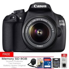 Canon EOS 1200D - 18MP - Kit 18-55 IS + Gratis SD 8GB + Filter + Tas + Battery Spare Original + Screen Protector