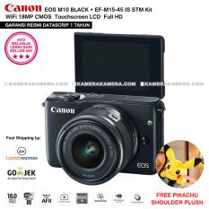 CANON EOS M10 BLACK + EF-M15-45 IS STM Kit Wifi 18MP CMOS Touchscreen Lcd Full Hd (Datascrip) Free Pokemon Pikachu Shoulder Plush