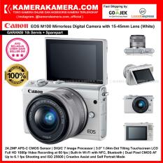 Canon EOS M100 Kit 15-45mm White Kamera Mirrorless - 24.2MP Cmos WiFi Full HD (Garansi 1th)
