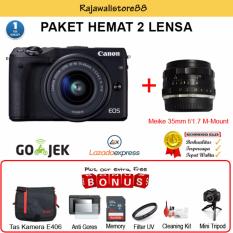 Canon EOS M3 Kit 15-45mm & Meike 35mm F1.7 - Free Aksessories Kamera