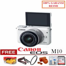 Canon Kamera EOS M10 KIT With Lens EF-M15-45mm-White + free Pokemon+ Filter UV + Leather Case + Cleanig Kit + Sandisk Ultra 16GB (garansi resmi)