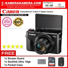 Canon Powershot G7X Mark II Kamera Pocket (Garansi Resmi Datascrip 1th) Wi-Fi 20.1 MP Tilting LCD Touchscreen Free Screen Guard + SanDisk Ultra 16gb + Pocket Case