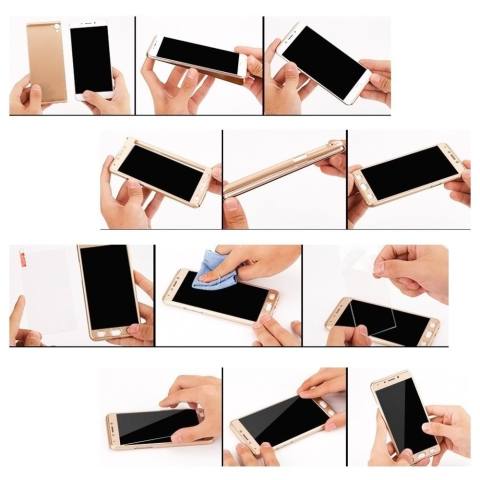 Case Front Back 360 Degree Full Protection for Samsung Galaxy Grand Duos i9082 ( Black ) + Tempered Glass 2