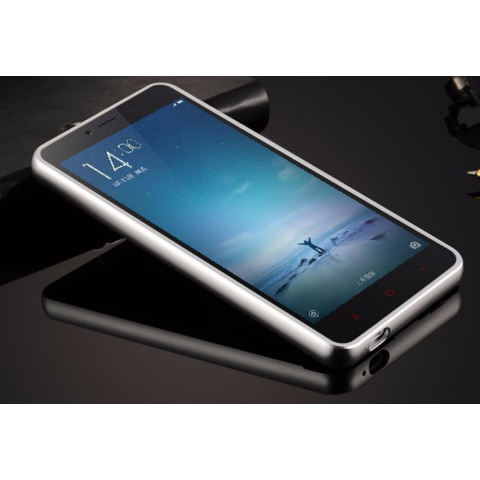 Casing Xiaomi Redmi Note 2 Metal Aluminium Bumper with Polycarbonate Backcase - Silver