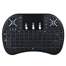 Remote Control Wireless 2.4GHz dengan Mouse dan Keyboard Versi Jerman untuk Android TV BOX Warna Hitam
