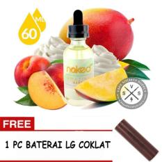 E-Liquid Naked USA Premium Rokok Elektrik Refill kemasan 1 botol x 60 ml - Rasa Amazing Mango + FREE Baterai LG