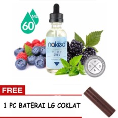 E-Liquid Naked USA Premium Rokok Elektrik Refill kemasan 1 botol x 60 ml - Rasa Very Cool + FREE 1 PC Baterai LG Coklat