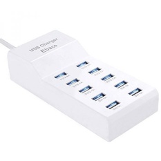 Ebaco 60 W 10-port USB Charger Dinding, IQ Charger USB Powerport 10 untuk IPHONE 7/6 S/Plus, IPad Pro/Air 2/mini, GALAXY S7/S6/EDGE/Plus, Catatan 5/4, LG, Nexus, HTC dan Lainnya-Intl