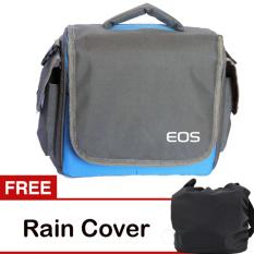 EOS Tas Kamera 2 Lensa - Biru + Gratis Rain Cover