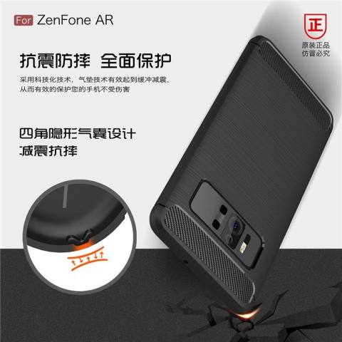 Fleksibel TPU Bumper Slim Fit Case Carbon Fiber Desain dengan Absorption Shock Penyerapan Ringan Shockproof Back Cover untuk ASUS Zenfone AR (ZS571KL) -Intl 3