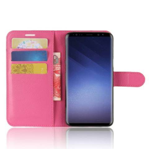 Untuk Samsung Galaksi S9 Lengkeng Tekstur Kulit Horisontal Lipat Case dengan Penahan dan Dompet dan Slot Kartu, kecil Kuantitas Dianjurkan Sebelum Samsung Galaksi S9 Launching (Magenta)-Internasional 4