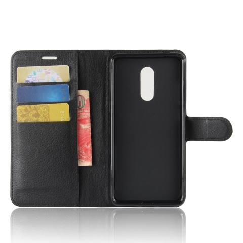 For Xiaomi Redmi 5 Plus Litchi Grain PU Leather Wallet Case with Flip Stand Function and