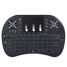 Versi Prancis Backlit 2.4 GHz Wireless Keyboard Air Mouse Touchpad Handheld Remote Control Backlight untuk Android TV BOX PC Smart TV Hitam-Intl