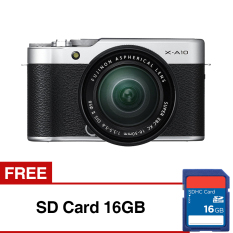 FUJIFILM X-A10 Mirrorless Camera with KIT XC16-50MM - Silver + Gratis SD Card 16GB