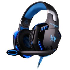 G2000 Over-ear Game Gaming Headphone Headset Earphone Headband with Mic Stereo Bass LED Light for PC Game(1xBlue)