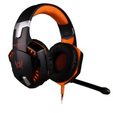 G2000 Over-ear Headset Headphone Gaming Headphone Earphone Headband dengan MIC Stereo Bass LED Light untuk PC Game (1 XOrange)