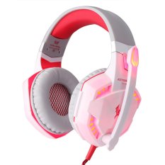 G2000 Over-ear Game Gaming Headphone Headset Earphone Headband with Mic Stereo Bass LED Light for PC Game(1xWhite)