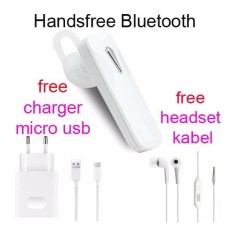 Handsfree Bluetooth+Hedset Kabel+Charger Usb For Samsung Galaxy Grand Prime Plus - Putih