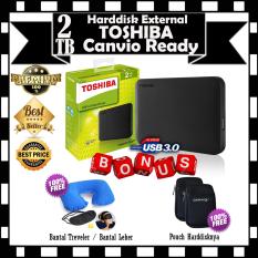 HARGA MURAH !! Toshiba 2TB Canvio Ready External Harddisk - GRATIS Bantal Treveler - Bantal Leher Travel Angin Set Travel Pillow Neck Set & Pouch Harddisknya