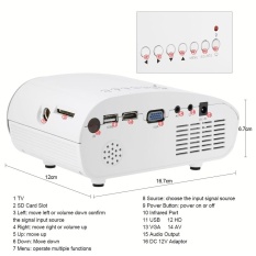HD 1080 P LED Proyektor Beamer Theater Proyeksi dengan HD/VGA/USB/SD/AV/Audio Out/TV Port untuk Game Film Bisnis Rumah EU Plug-Intl