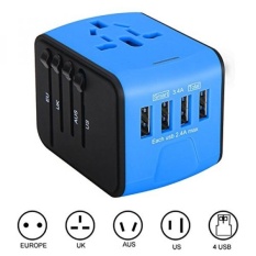 International Adaptor Bepergian, Iabolt Di Seluruh Dunia Stopkontak AC Plugs untuk UK/EU/uk/AU dengan Total 3.4A 4 Port USB Charger Hebat untuk IPhone/smartphone/laptop & Lebih-biru-Internasional