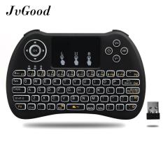 JvGood Backlit 2.4 GHz Nirkabel Mini Keyboard H9, Mouse Touchpad Combo, Portable Multi Media Remote Control untuk Android TV Box, HTPC, IPTV, PC, Pad dan Lainnya-Hitam (Pure White Backlight)